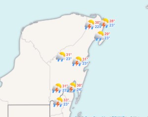 Clima hoy en Cancún y Quintana Roo: Ambiente fresco con lluvias