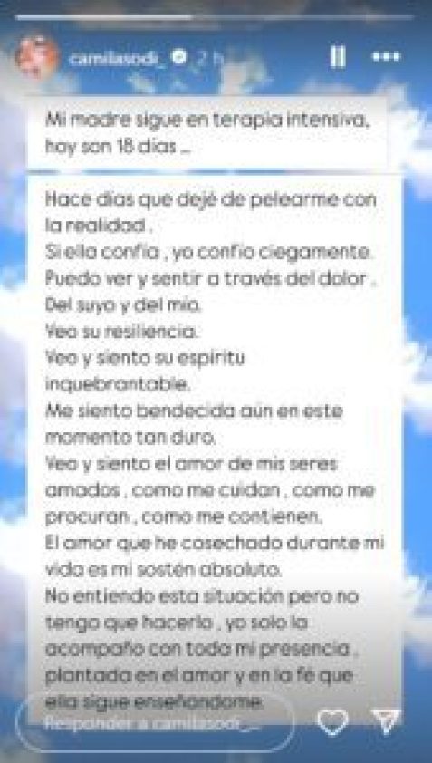 Camila Sodi comparte tierno mensaje sobre la situacion de su madre Ernestina